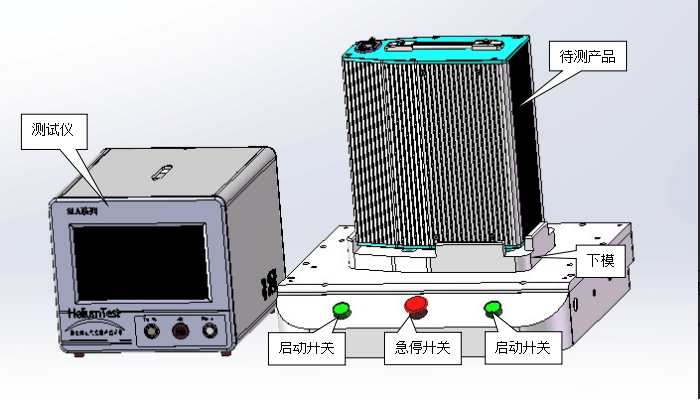 電池包防水檢測氣密性檢測整體示意圖（儀器+工裝）